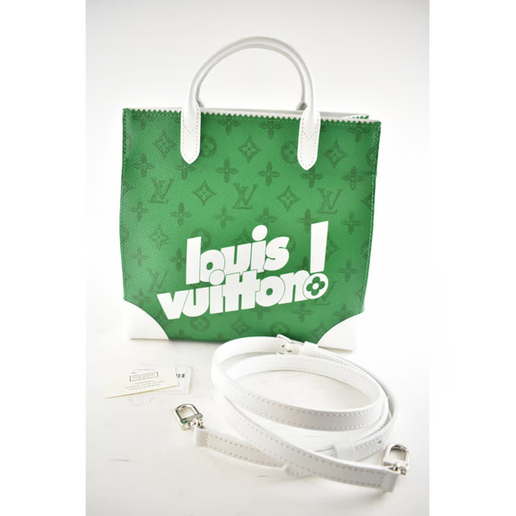 Louis Vuitton Litter White Green Monogram LV Logo Top Handle Shoulder Cross Bag - Picture 4 of 11